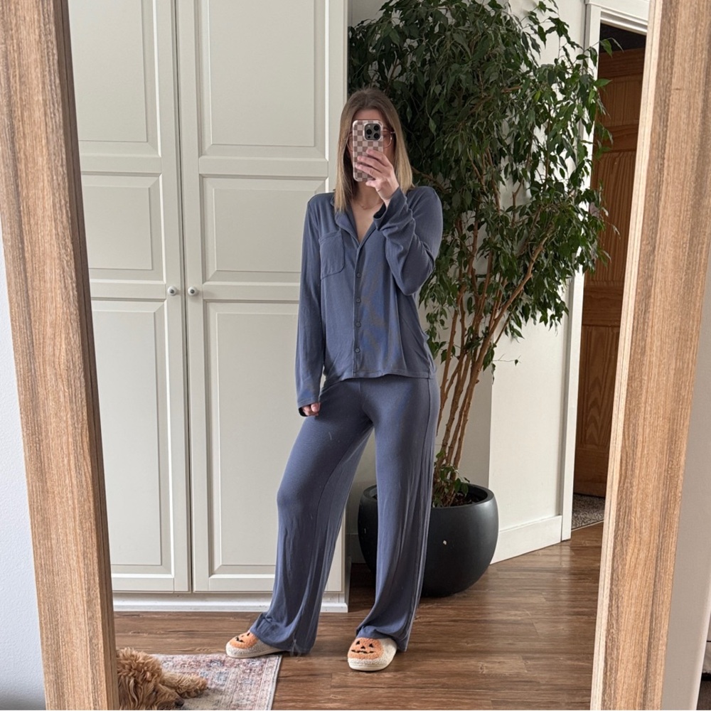 H&M Slate Blue Wide-Leg Lounge Set